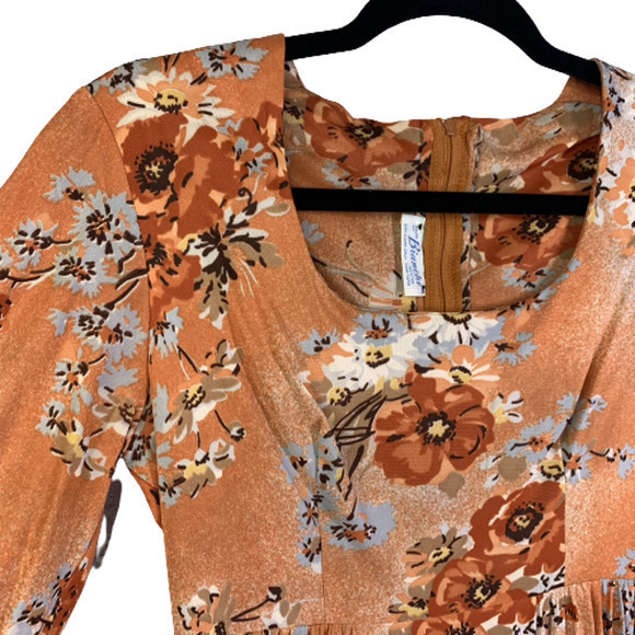 BIANCHI Vintage Orange Floral Print Maxi Dress - Picture 3 of 12